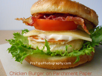 Chicken Burger on Parchment Paper