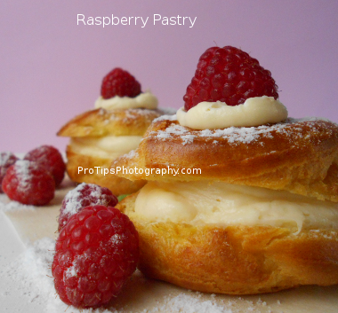 Pastry Raspberry with Blurry Background